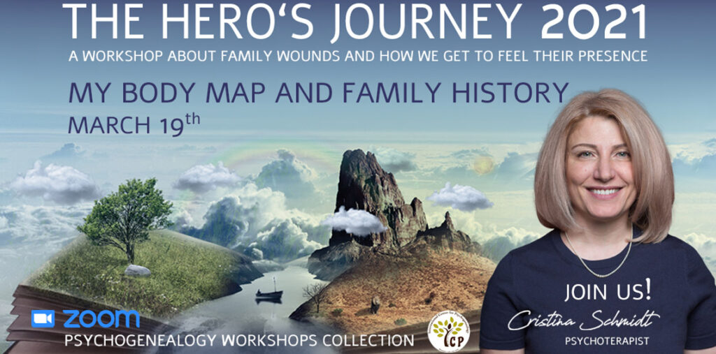 March 19th 2021 – “My body map and family history” – ONLINE – Transgenerational Psychotherapy Group “The Hero’s Journey”